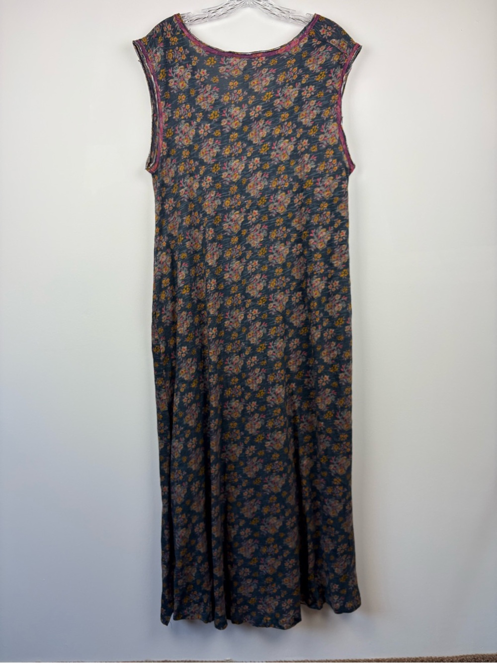 Natural Life Hangout Cotton Midi Dress Navy Floral Oversized Flowy Sz M - Picture 11 of 11